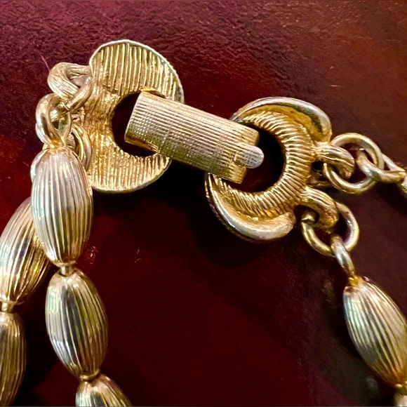 34" L (17" drop) Two Strand Yellow Gold Tone Beaded Chain Necklace - Picture 6 of 6